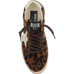 Ballstar Brown Low Top Sneakers with Leopard Motif and Star Patch on the Side in Suede for Women