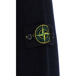 blue Polo Shirt with logo patch applied on the sleeve in wool for men