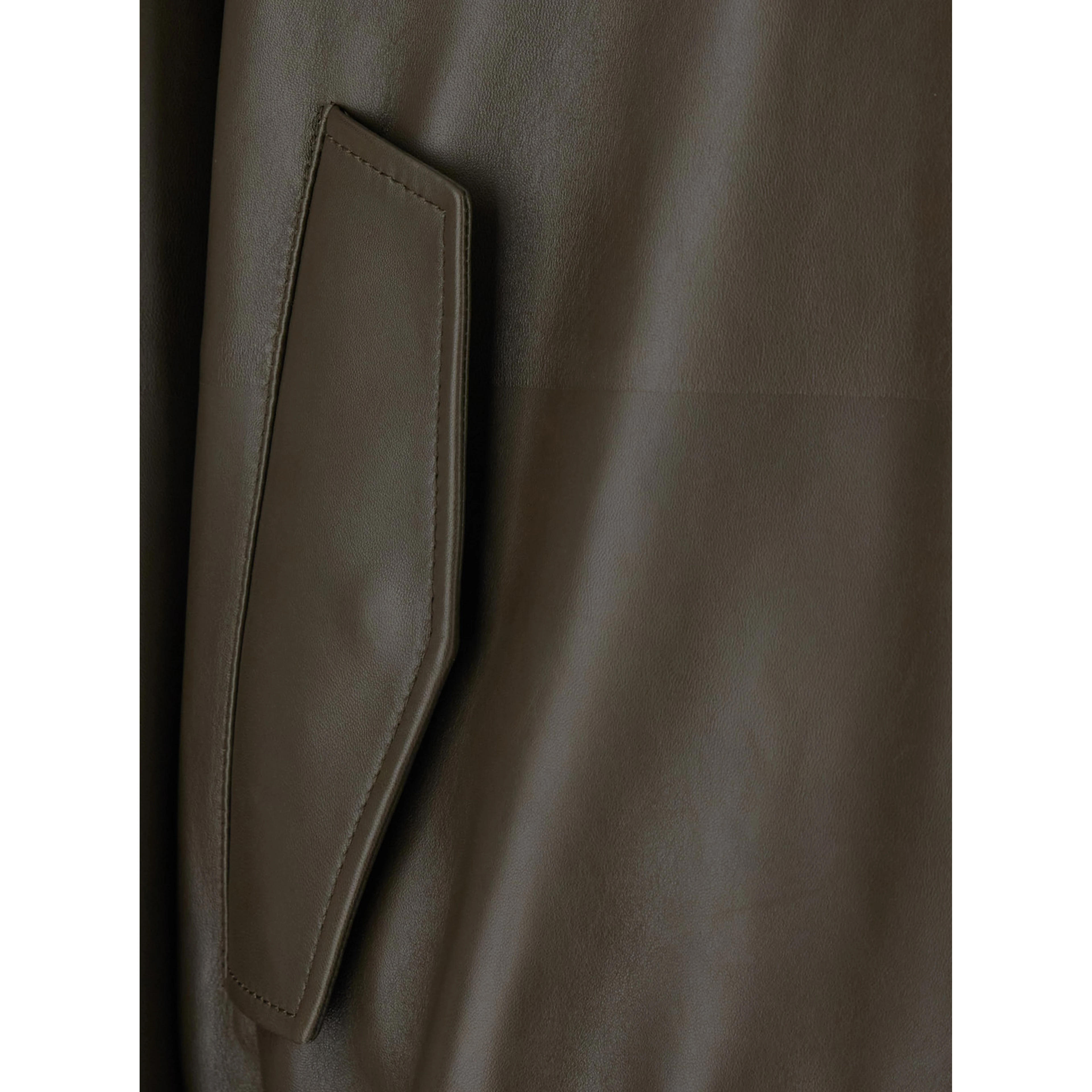 green Jacket with high collar with Intreccio Motif in leather for men