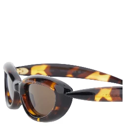 BrownSunglasses with Cat Eye Design and Leopard Motif in Plastic for Women