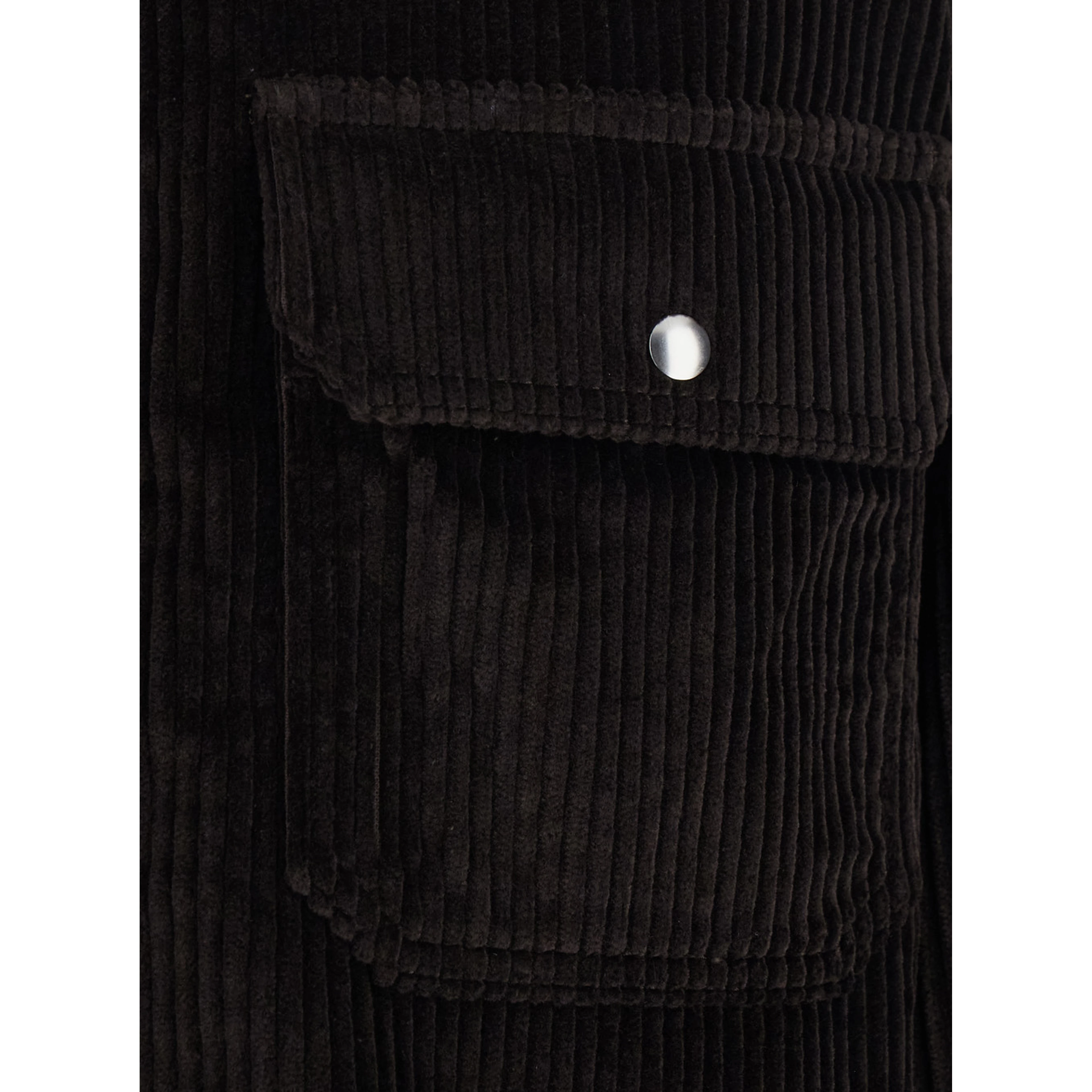 Brown Shirt with classic collar and two Patch pockets on the front in corduroy for men