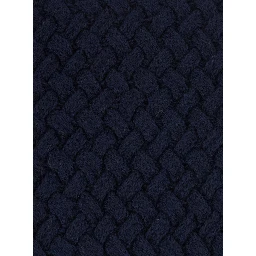 blue Sweater with round neck and woven Motif in wool for women