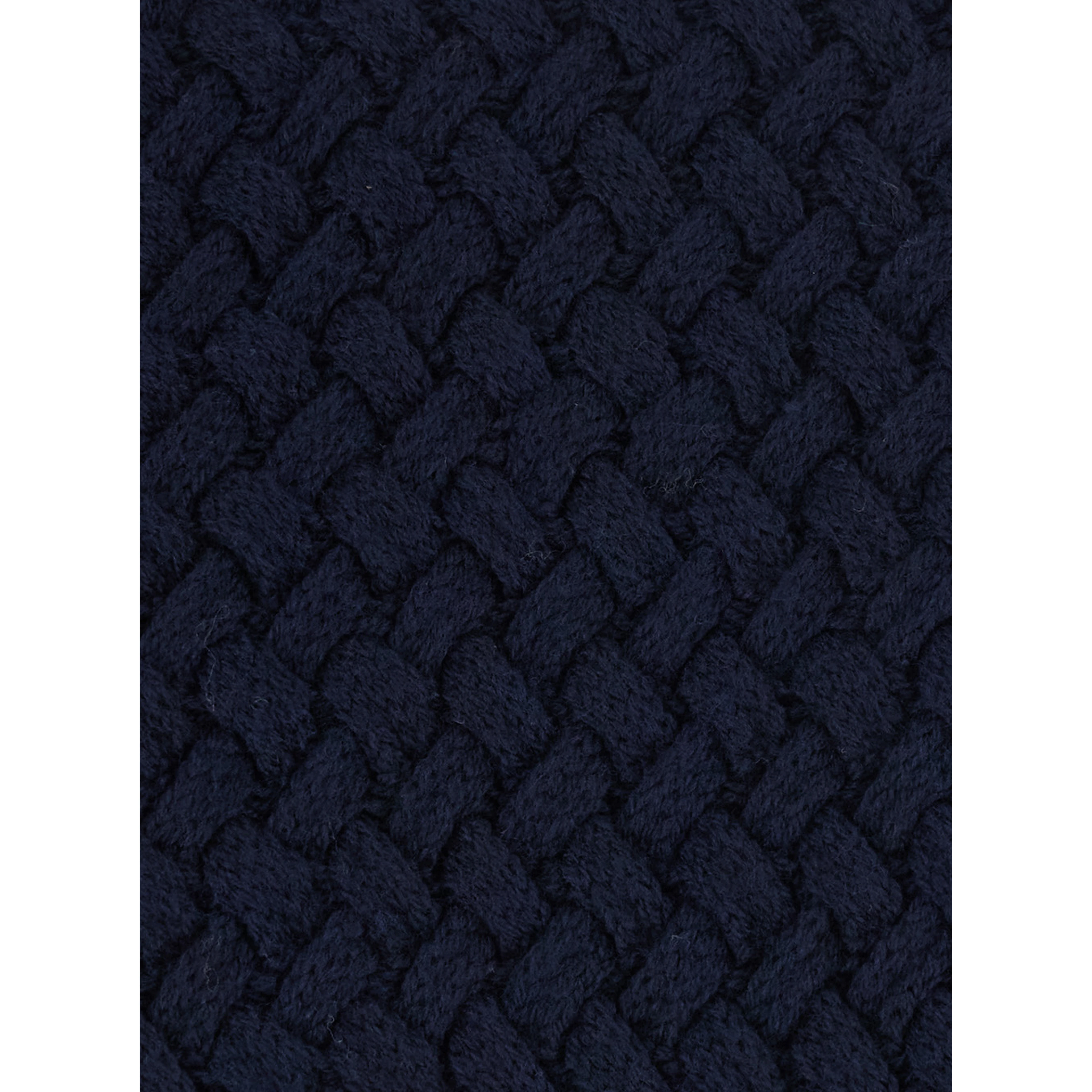 blue Sweater with round neck and woven Motif in wool for women
