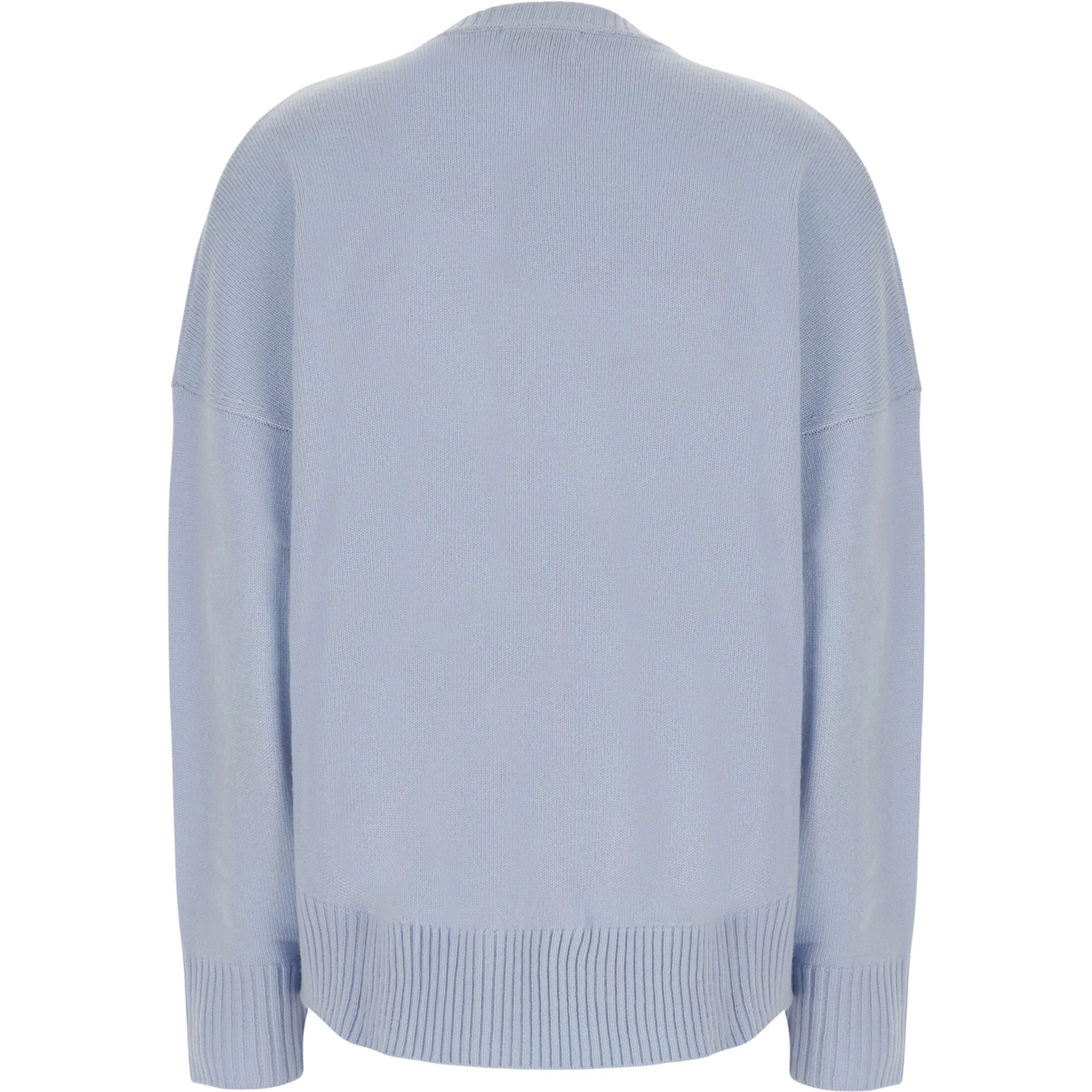 Light blue Sweater with round neck and mini logo in Cashmere for women