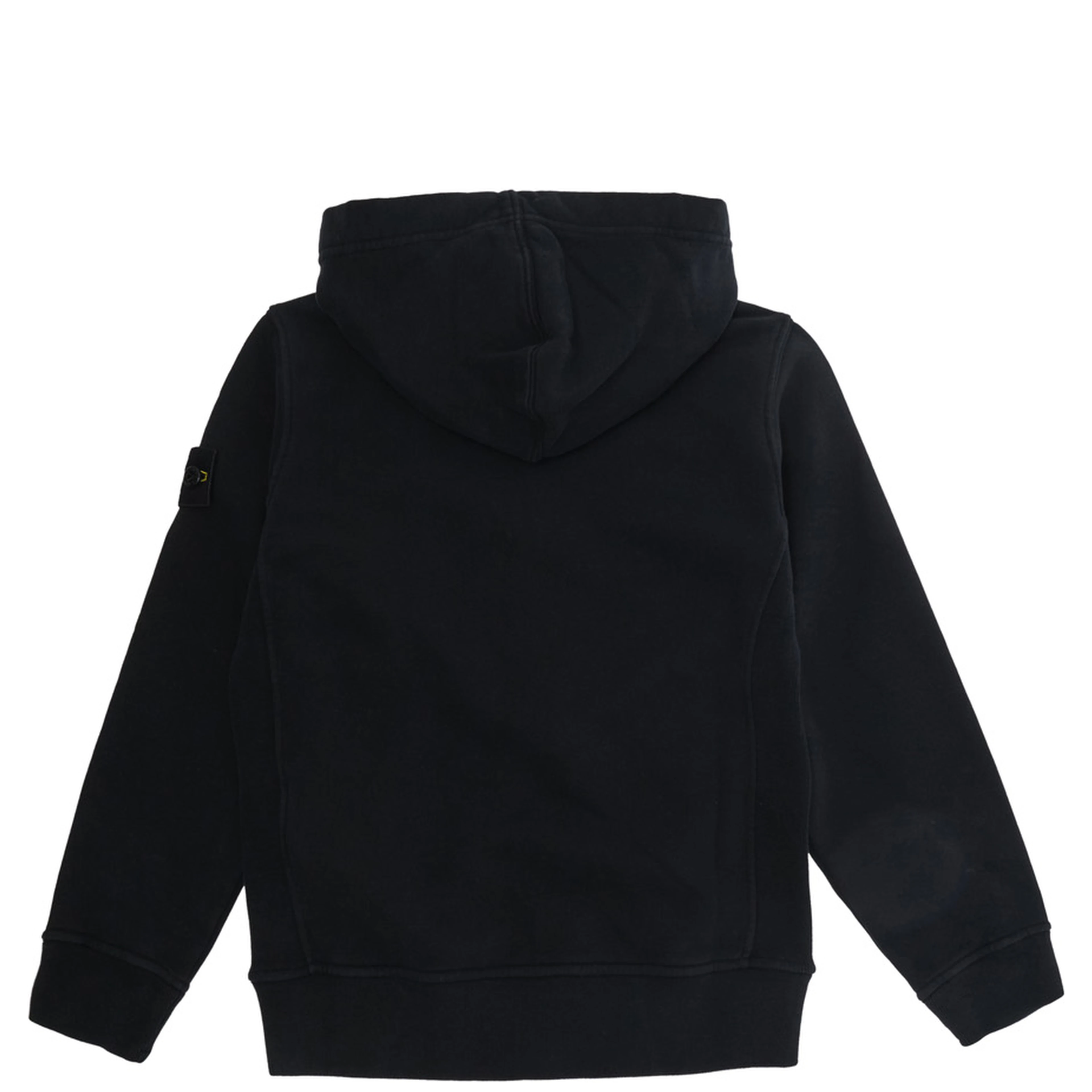 Black Hooded sweatshirt with fixed hood and logo patch on the sleeve in cotton Boy