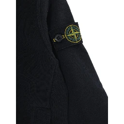 Black Hooded sweatshirt with fixed hood and logo patch on the sleeve in cotton Boy