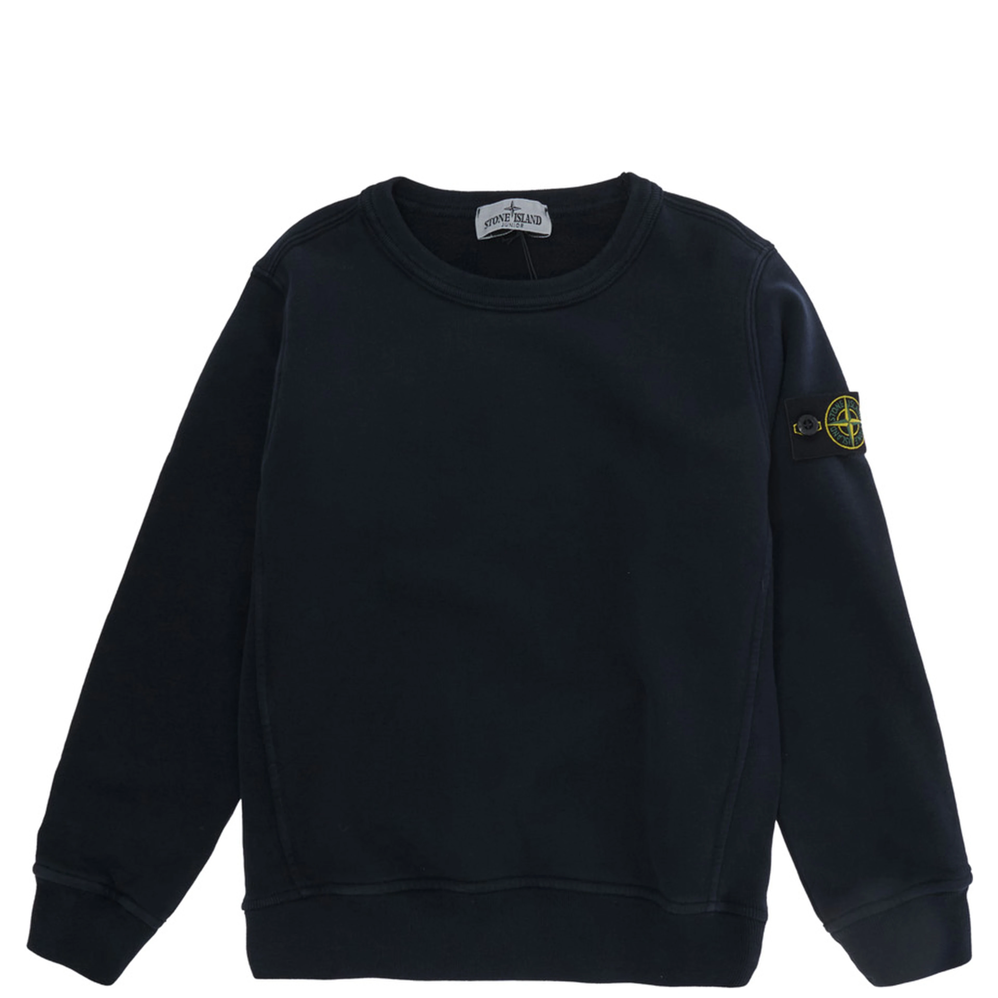Blue Crewneck Sweatshirt with Logo Patch on the Sleeve in Cotton Boy