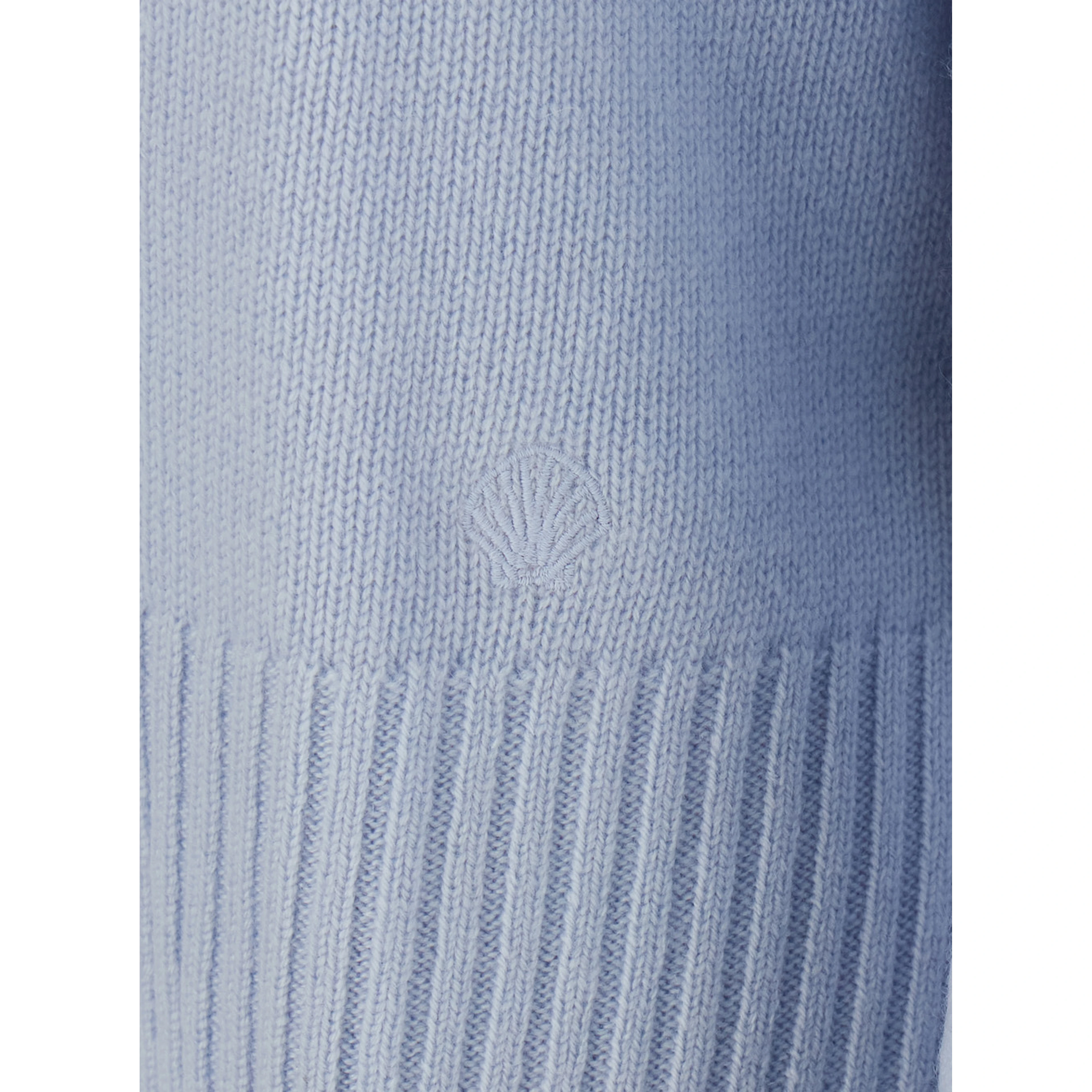 Light blue Sweater with round neck and mini logo in Cashmere for women