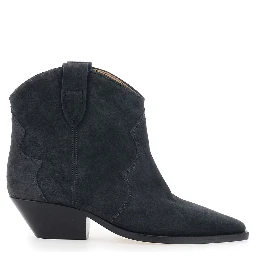Dewina Black Ankle Boots with Medium Heel in Suede for Women