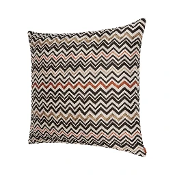 Belfast Cushion with zigzag motif in multicolored tech fabric unisex