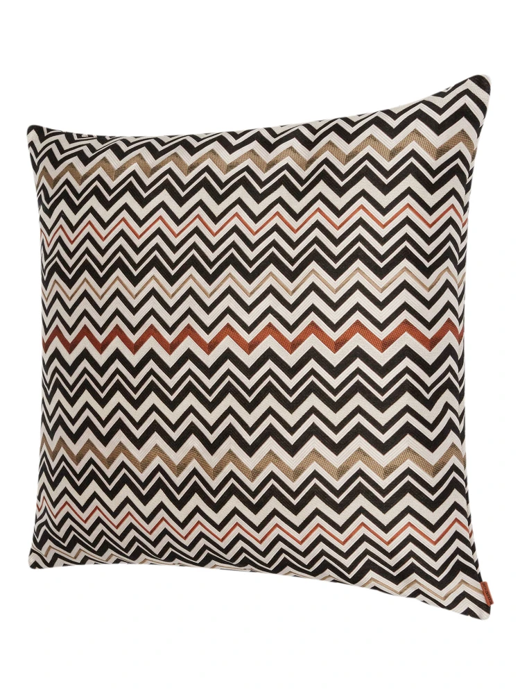 Belfast Cushion with zigzag motif in multicolored tech fabric unisex alternative