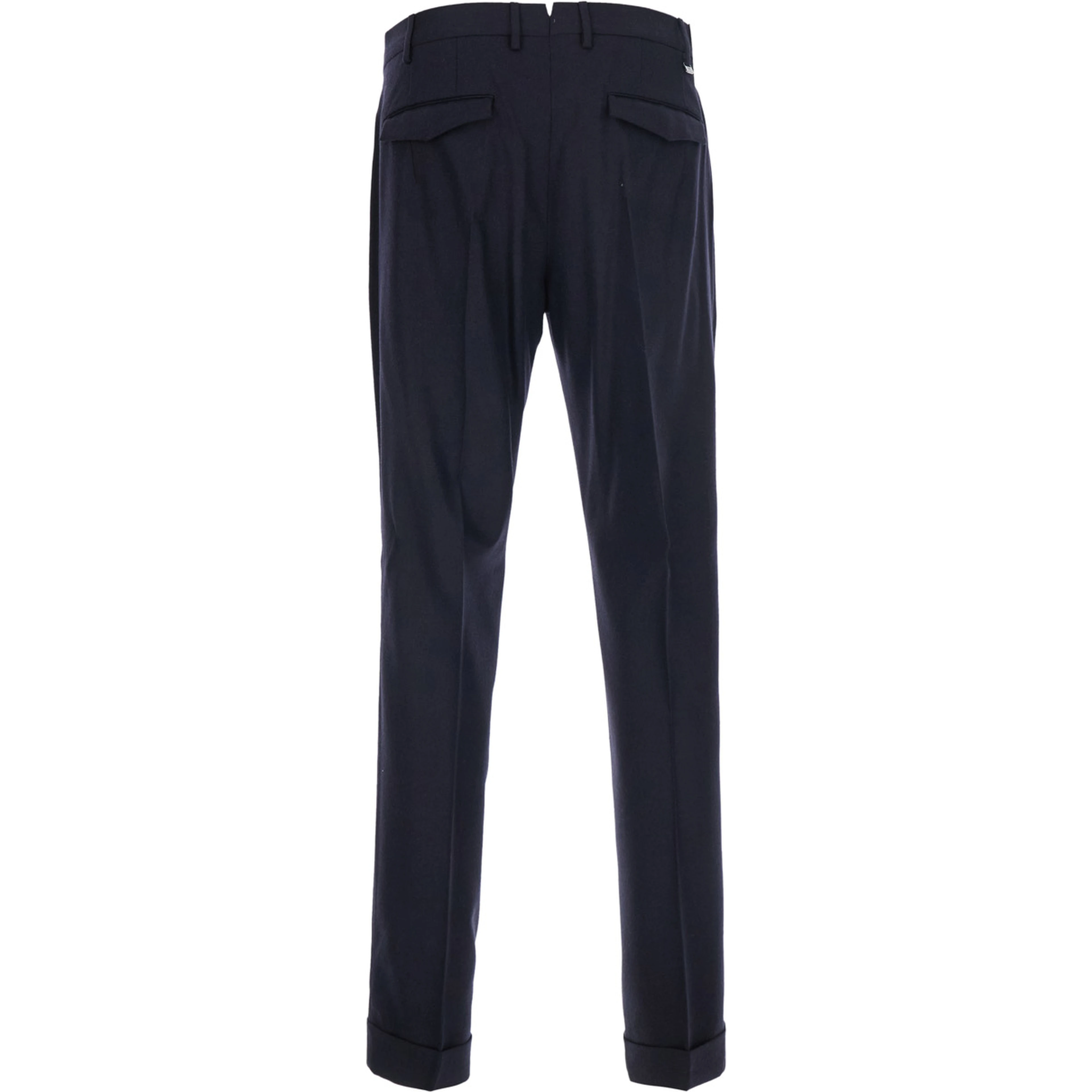 Blue Pants with Single Pleat on the Front in Wool Blend for Men