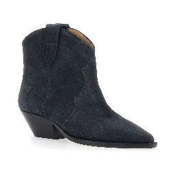 Dewina Black Ankle Boots with Medium Heel in Suede for Women