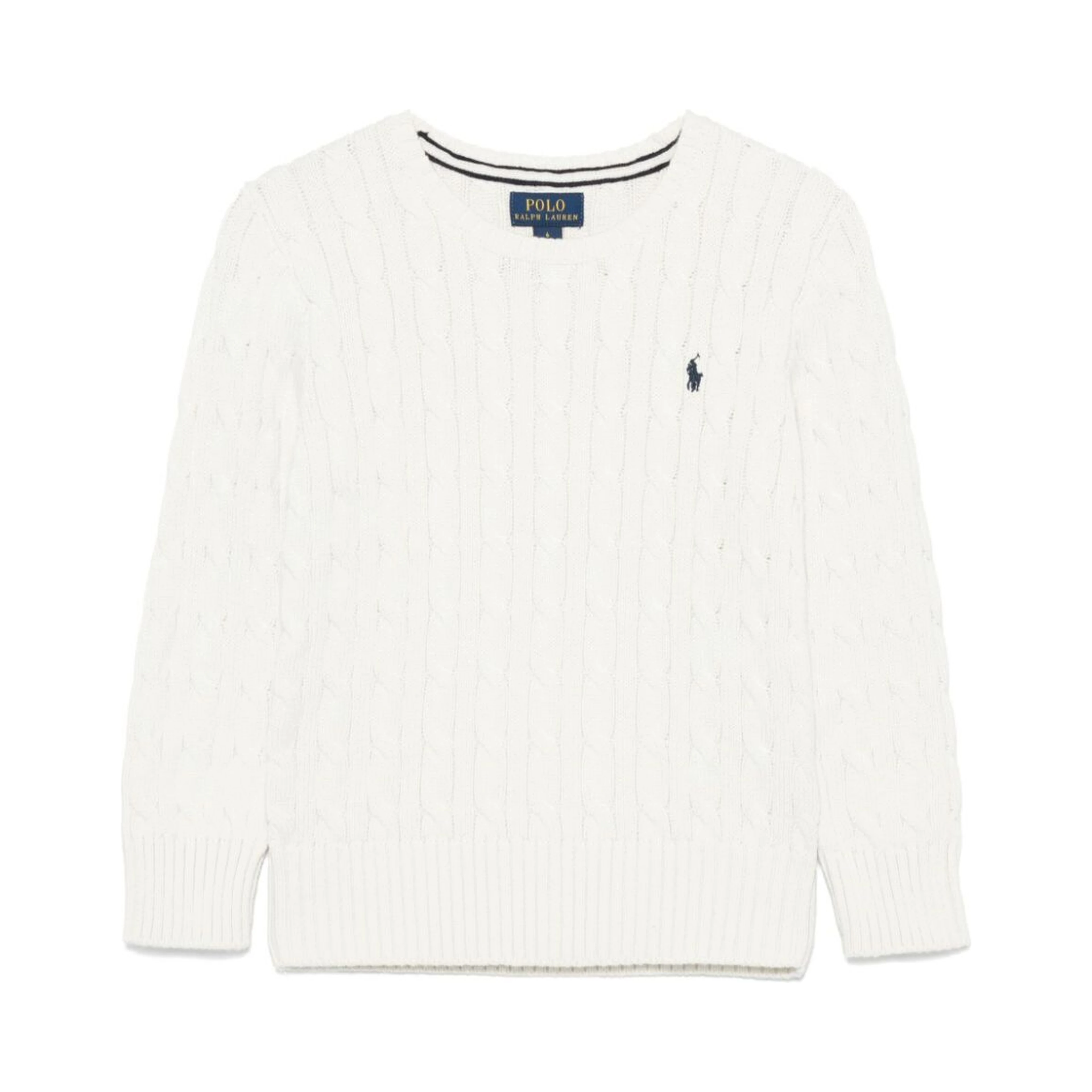 Cable Knit Sweater with White Pony Embroidery in Cotton Boy