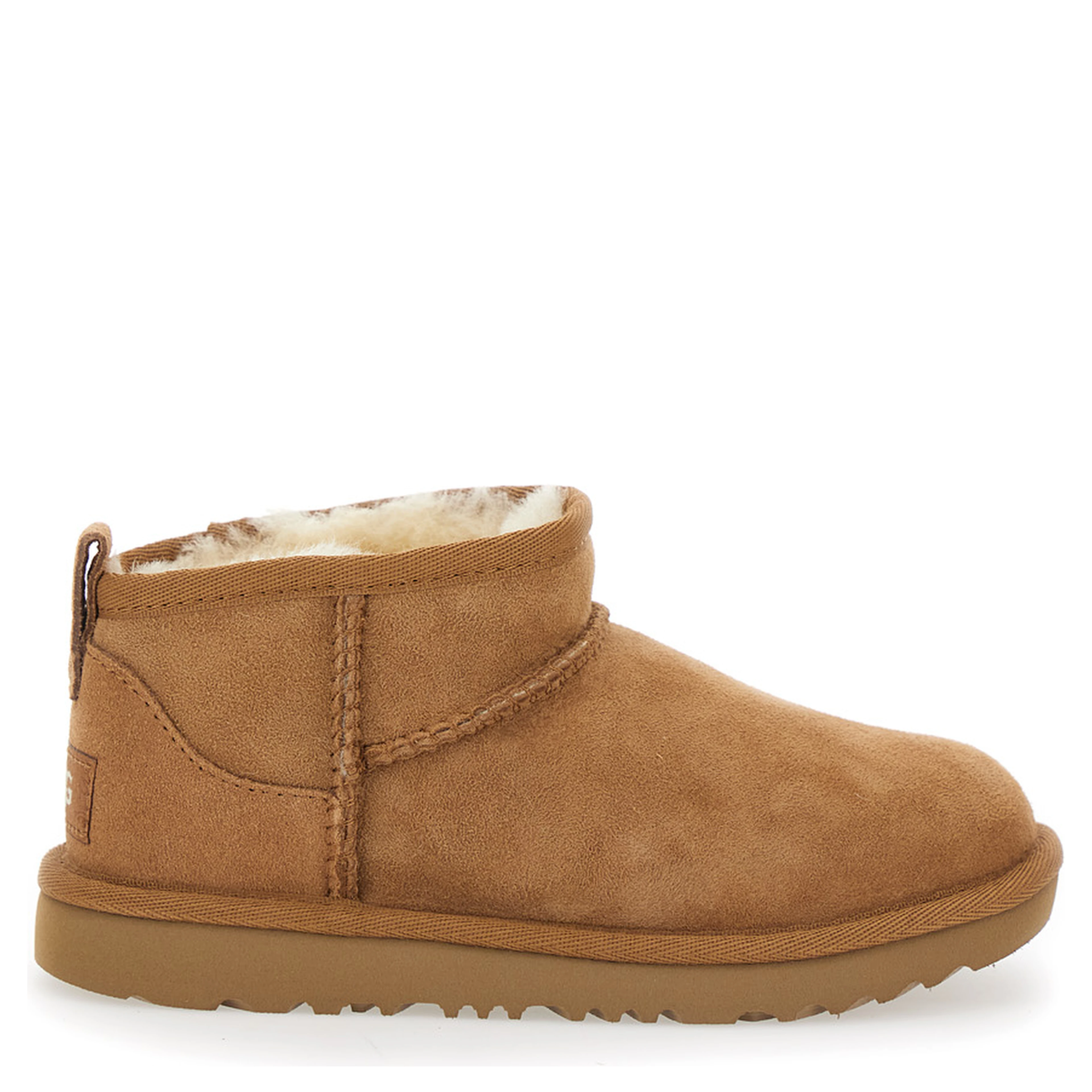 CLASSIC ULTRA MINI Boots with soft fabric lining and brown rubber sole for girl