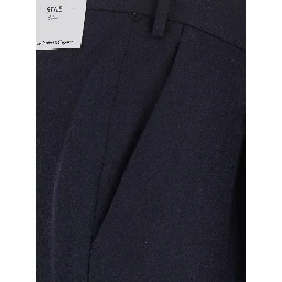 Blue Pants with Single Pleat on the Front in Wool Blend for Men