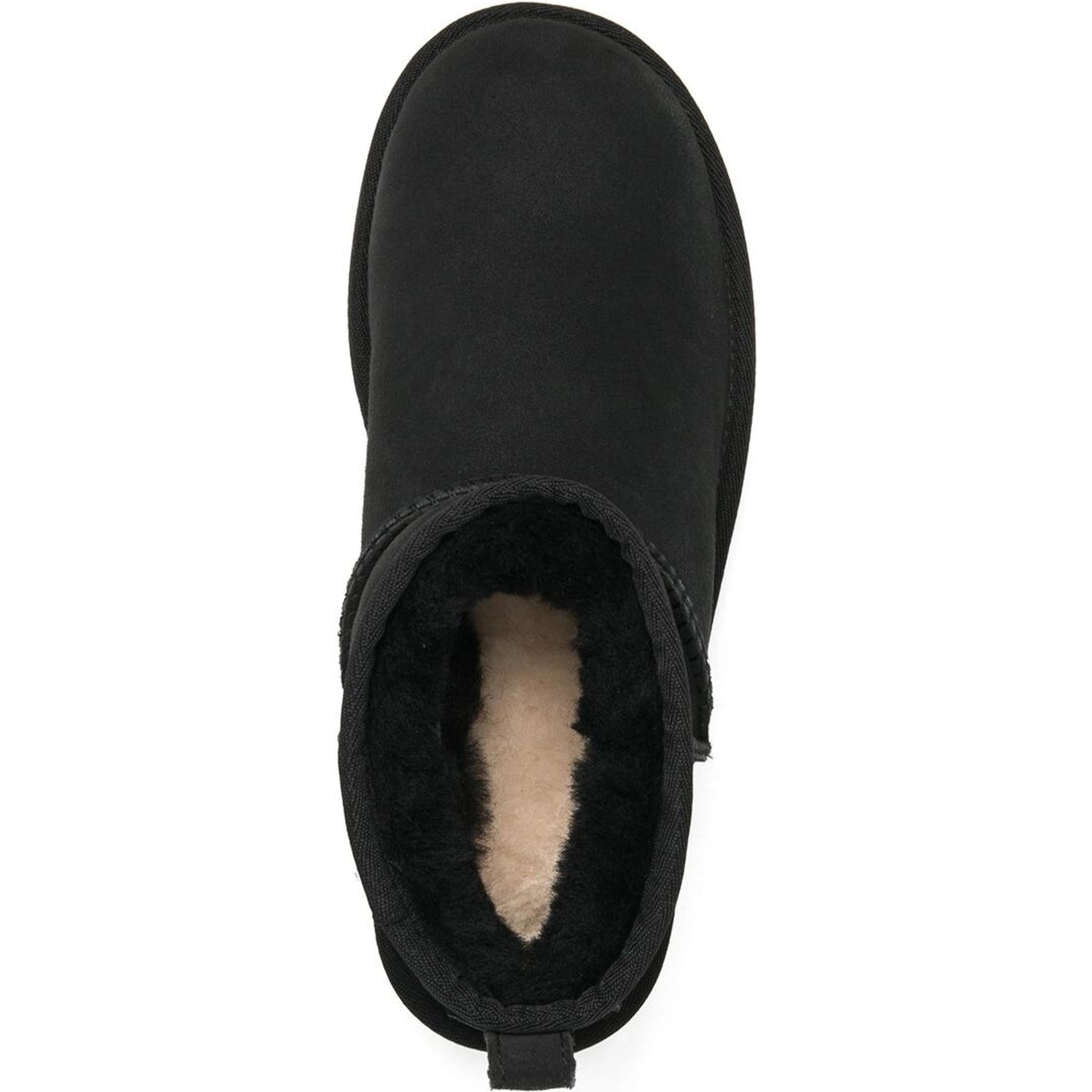 Boots CLASSIC ULTRA MINI Black with Logo and Pull-tab on the Heel in Suede Women