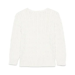 Cable Knit Sweater with White Pony Embroidery in Cotton Boy