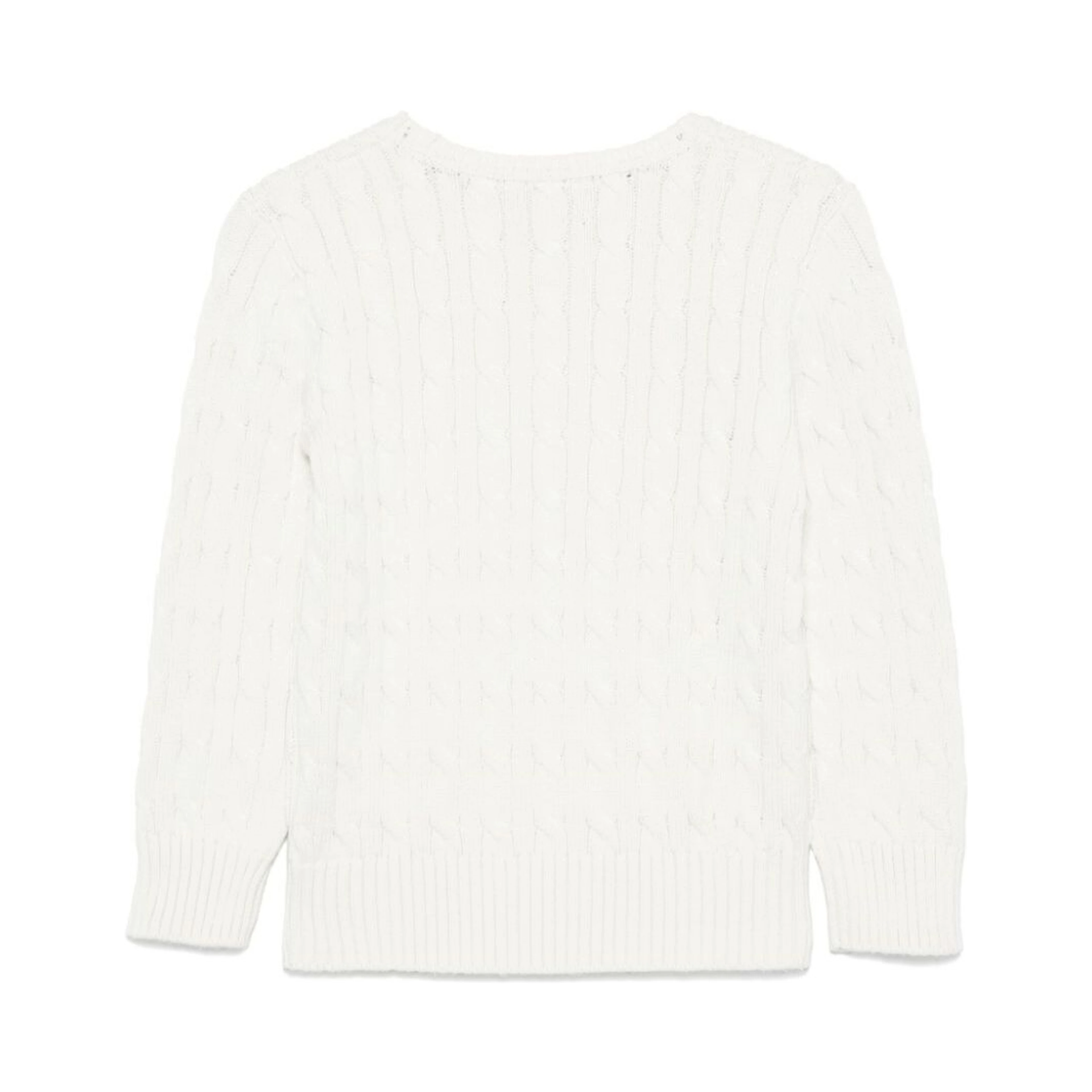 Cable Knit Sweater with White Pony Embroidery in Cotton Boy