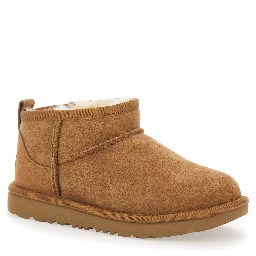 CLASSIC ULTRA MINI Boots with soft fabric lining and brown rubber sole for girl
