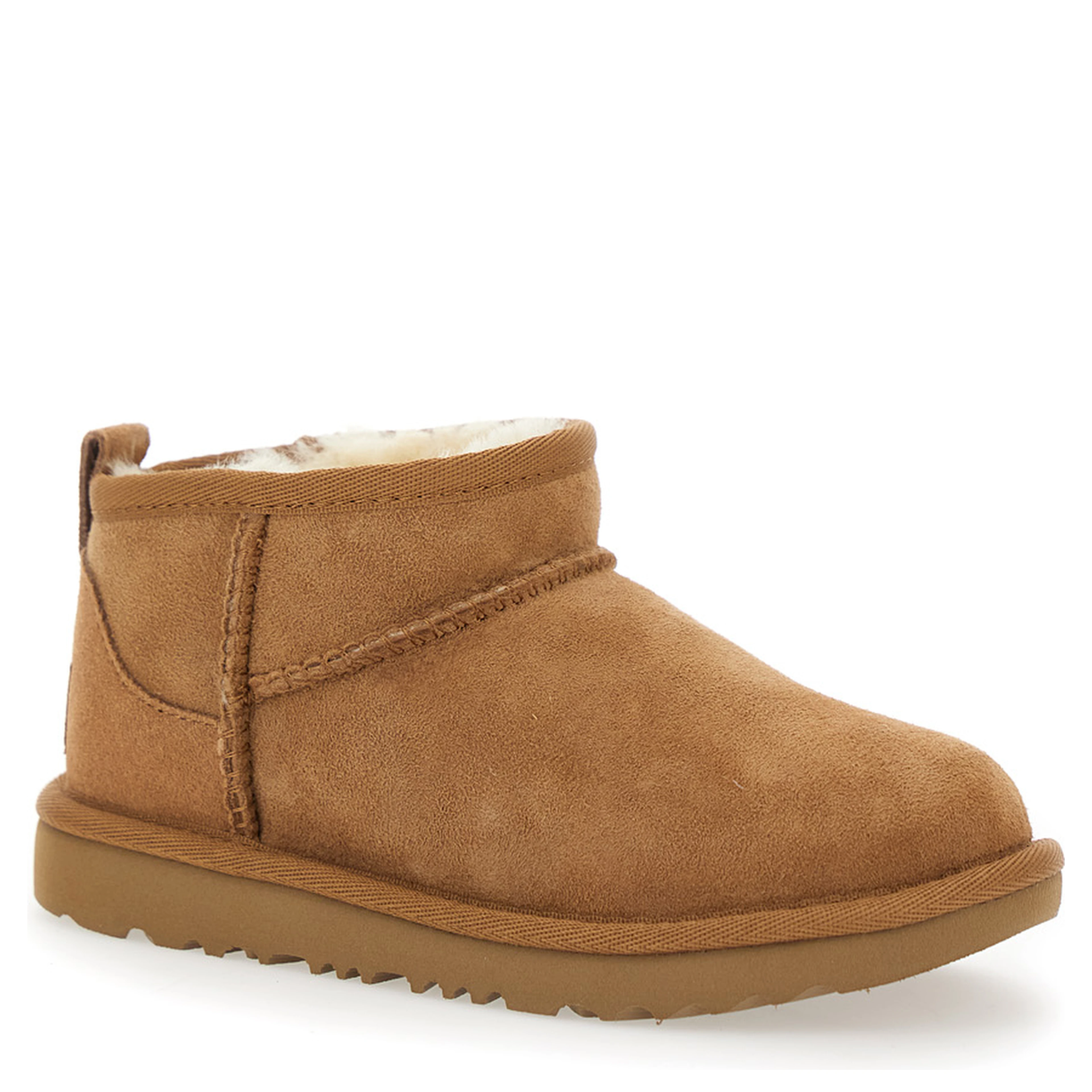 CLASSIC ULTRA MINI Boots with soft fabric lining and brown rubber sole for girl