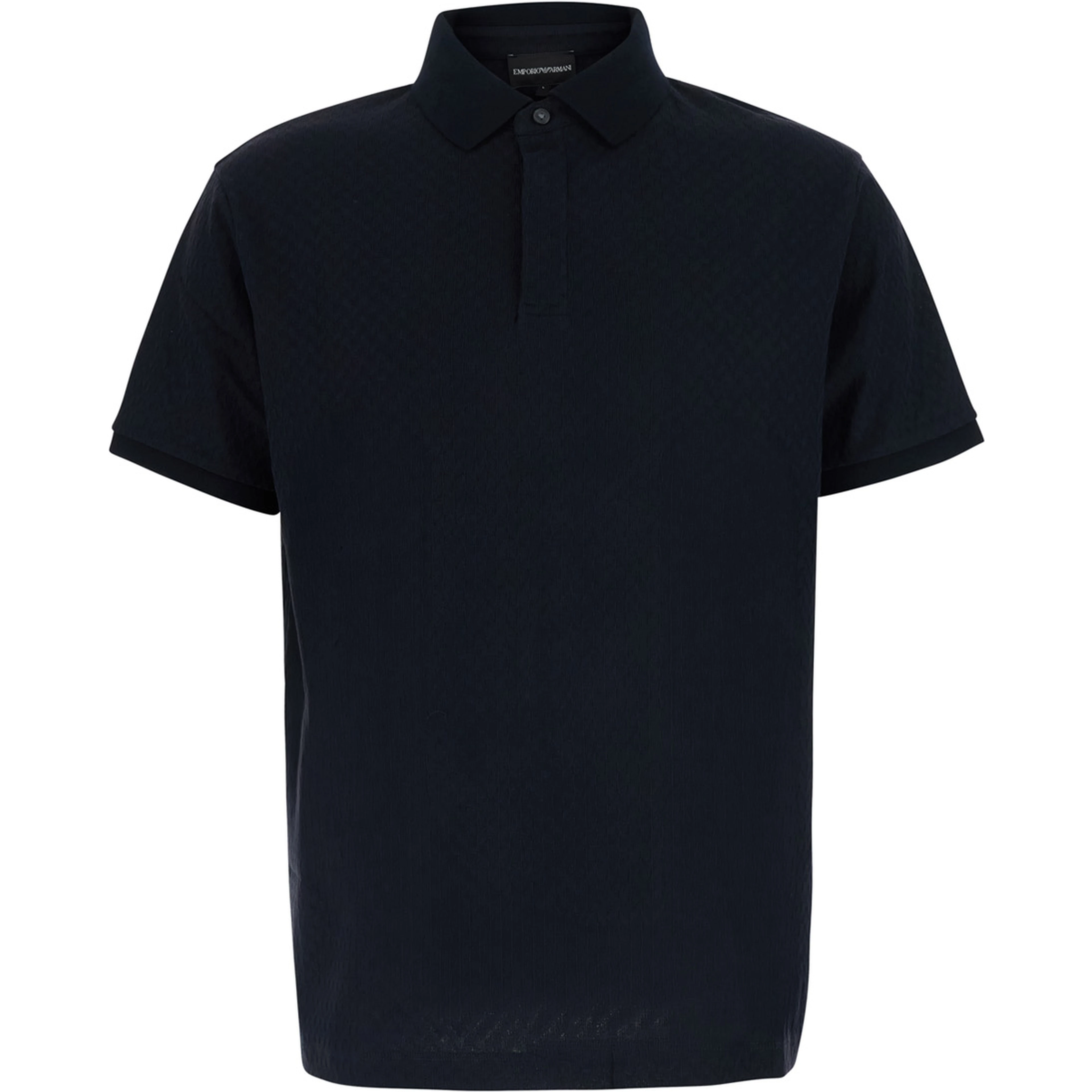 Blue Polo Shirt with classic collar and logo embroidery on the front in jacquard cotton for men