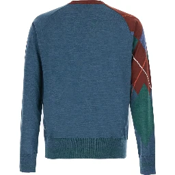 multicolor Crewneck sweater with Argyle motif logo on the front in wool for men