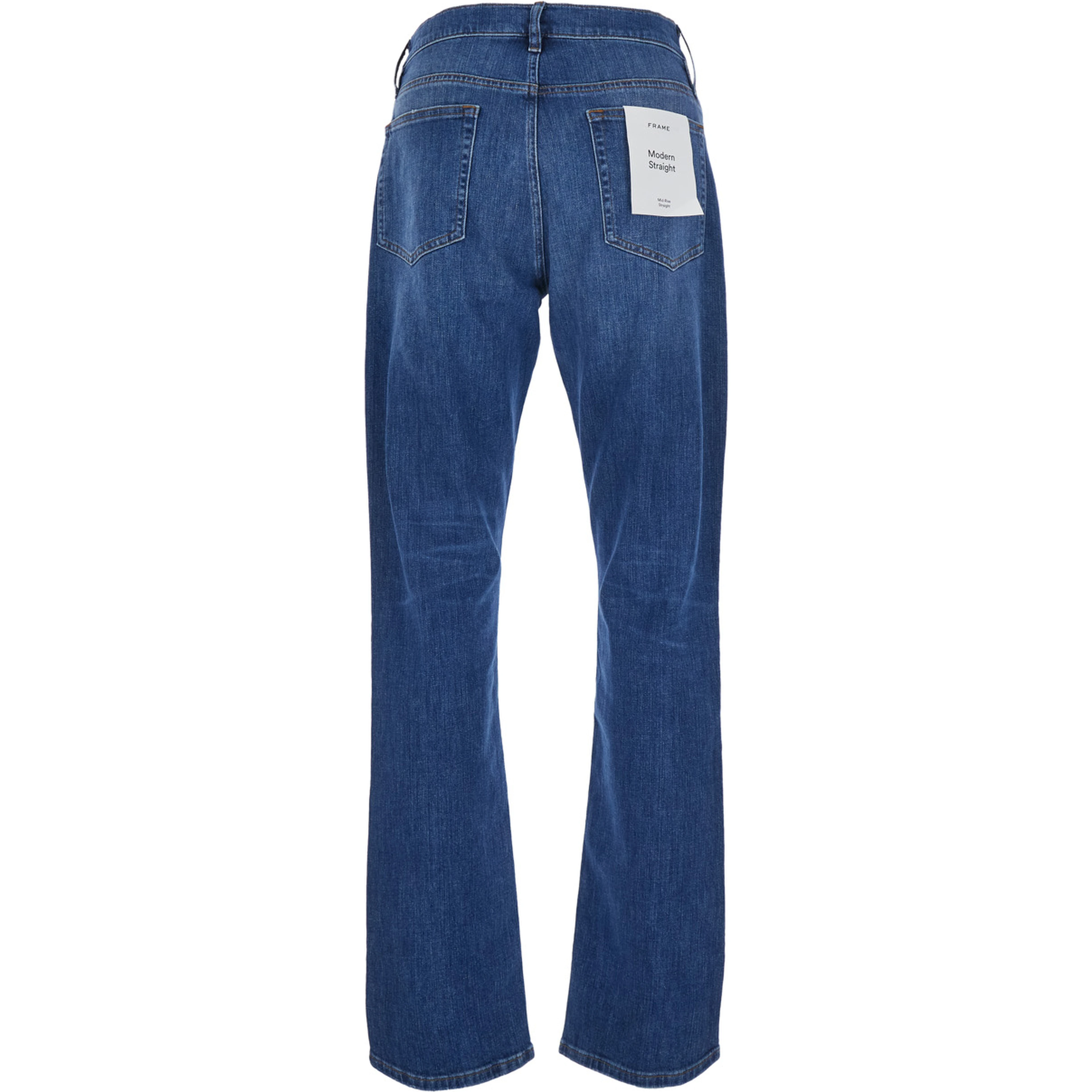 Blue Straight Jeans with Belt Loops in Denim for Men