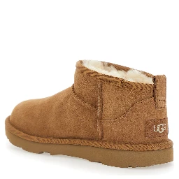 CLASSIC ULTRA MINI Boots with soft fabric lining and brown rubber sole for girl
