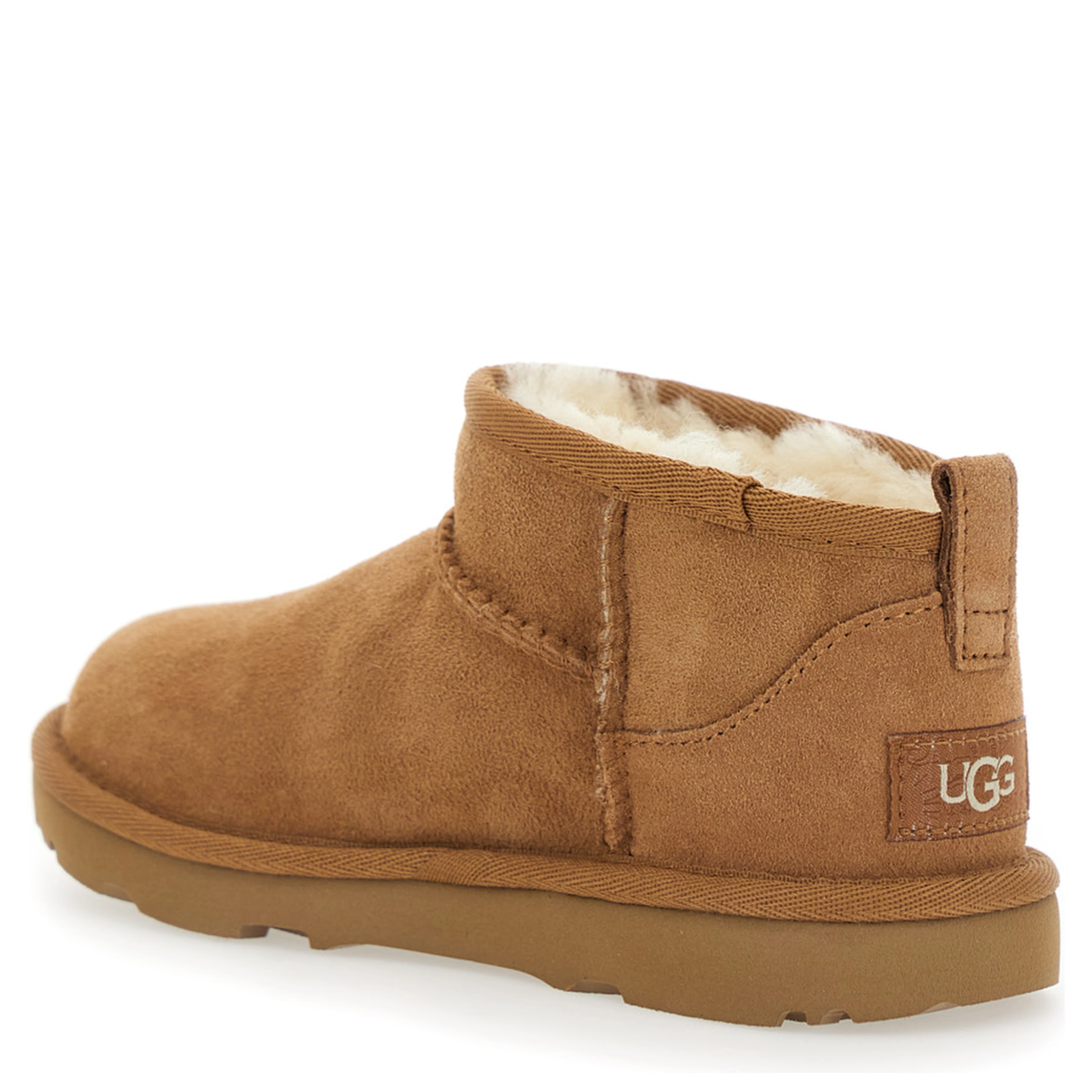 CLASSIC ULTRA MINI Boots with soft fabric lining and brown rubber sole for girl