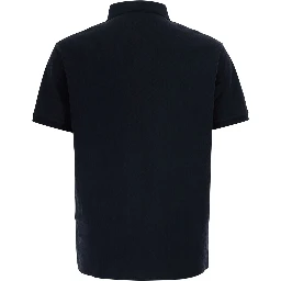 Blue Polo Shirt with classic collar and logo embroidery on the front in jacquard cotton for men