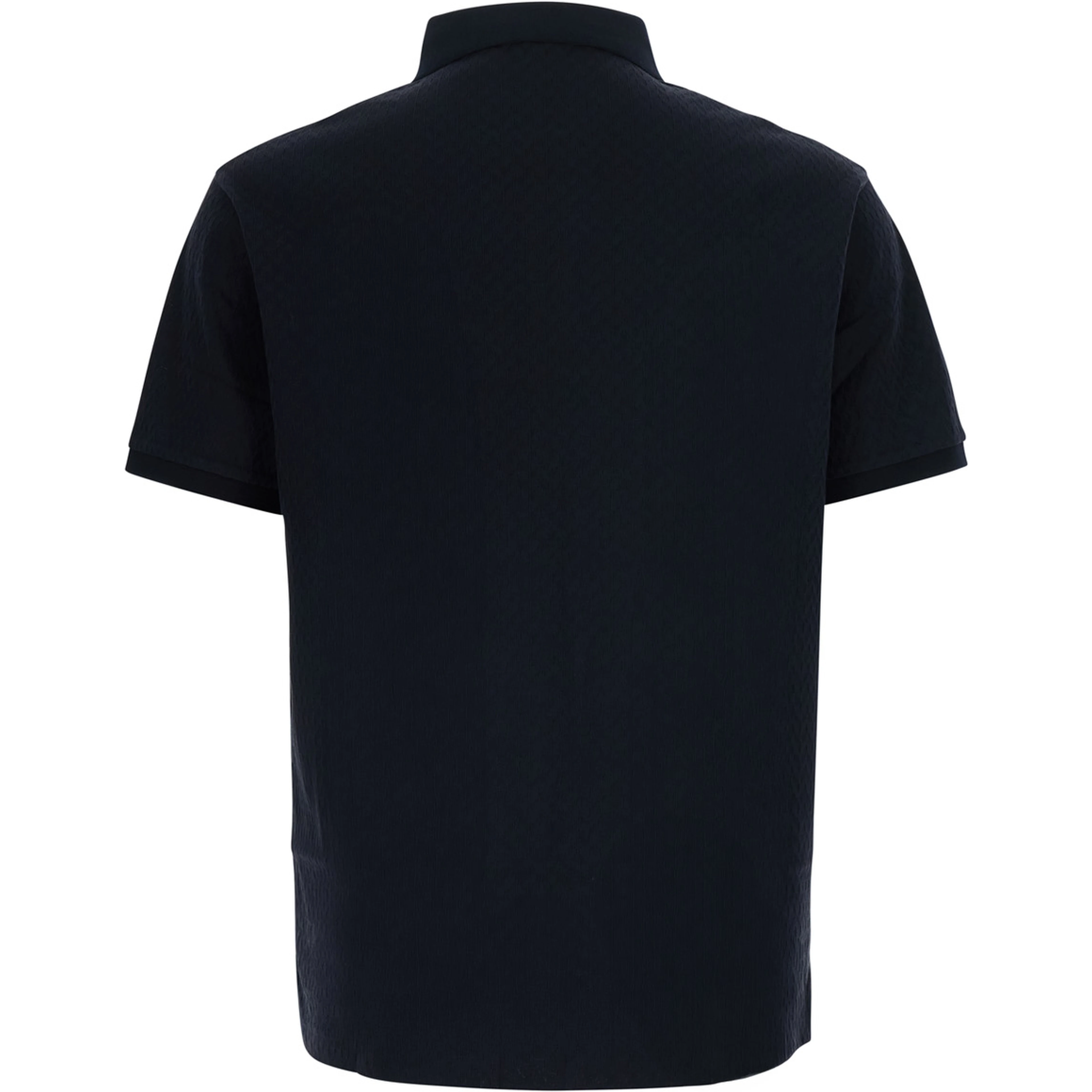 Blue Polo Shirt with classic collar and logo embroidery on the front in jacquard cotton for men