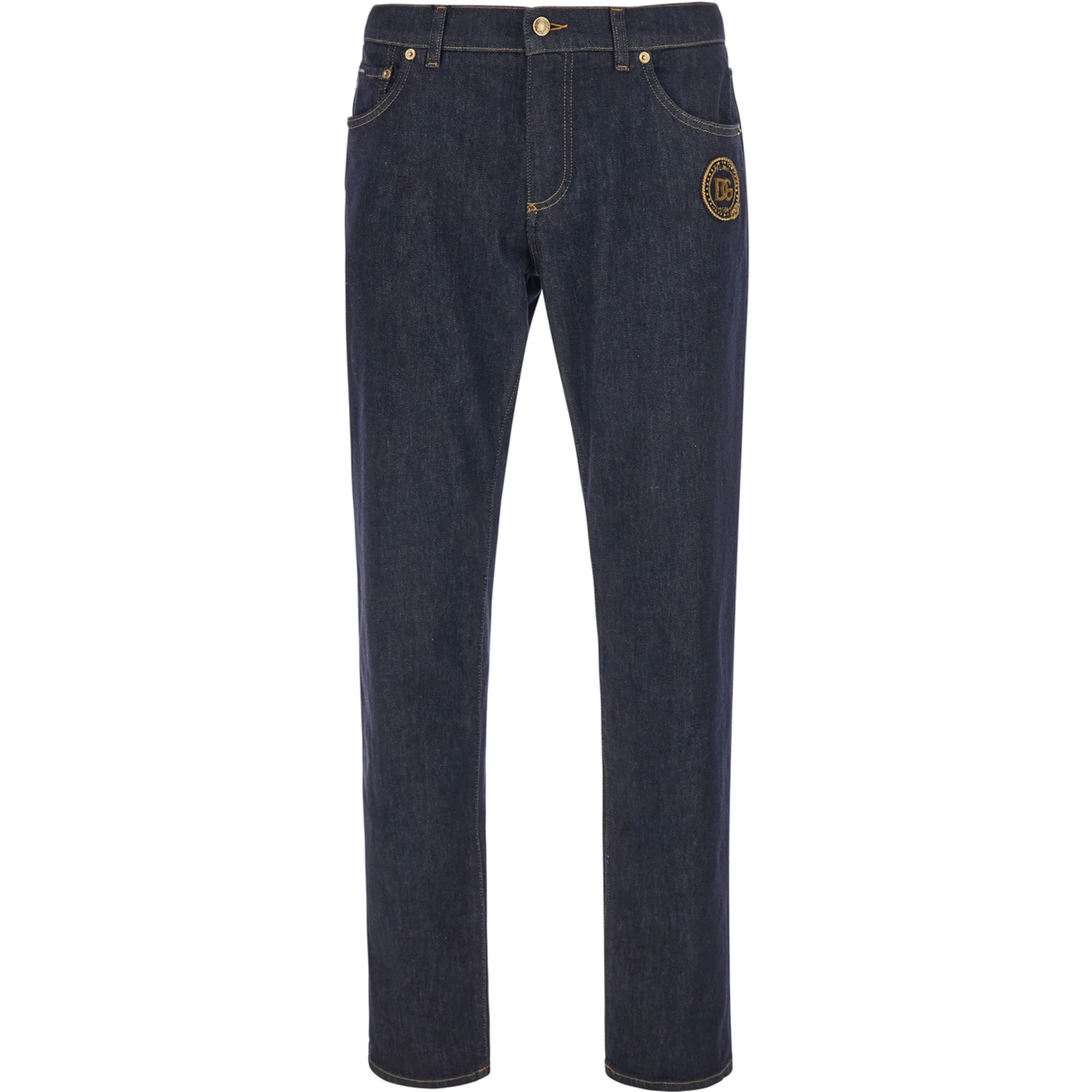 blue Slim Jeans with embroidered logo on the front in denim for Men