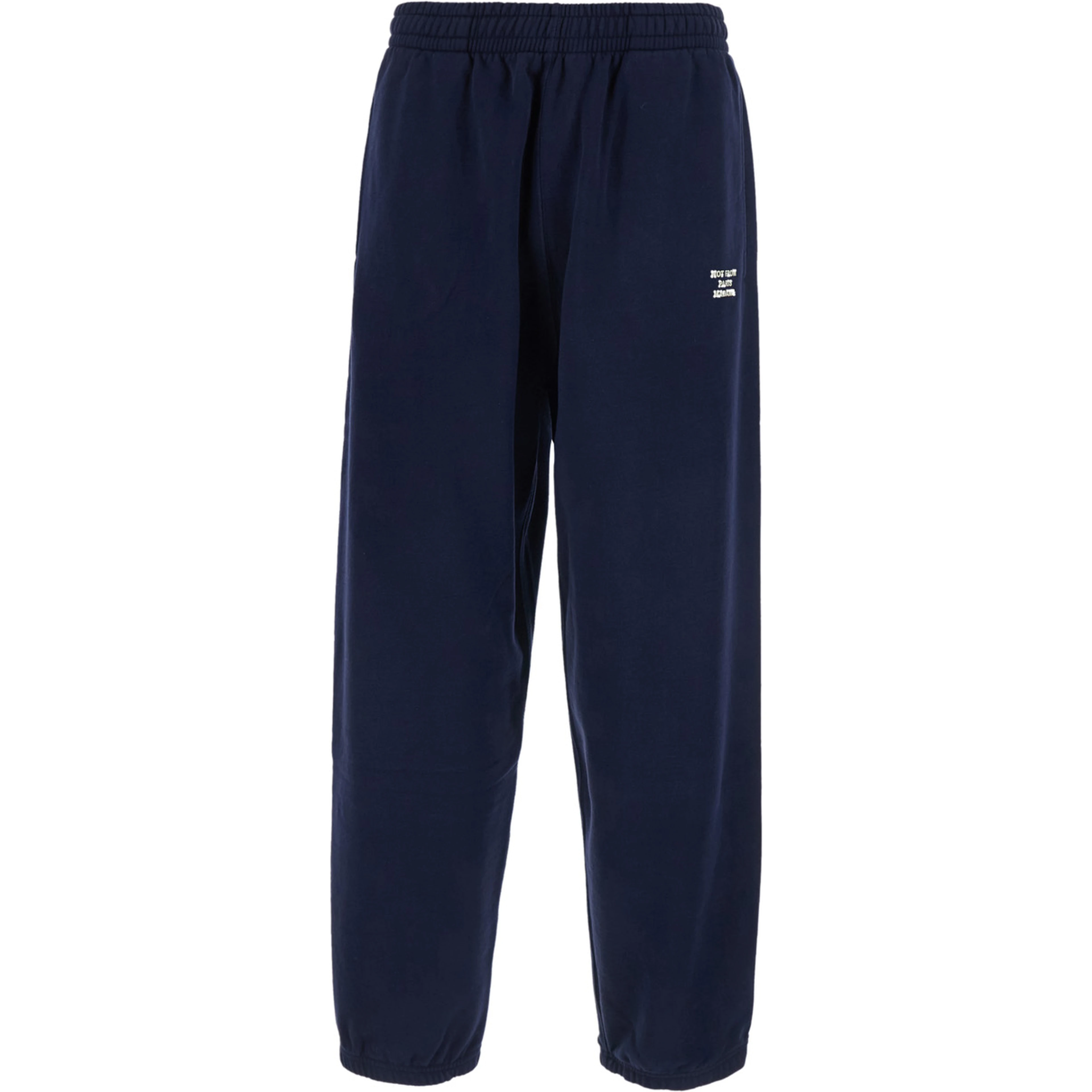 Blue Pants with elasticated waist and slogan on the front in cotton for men