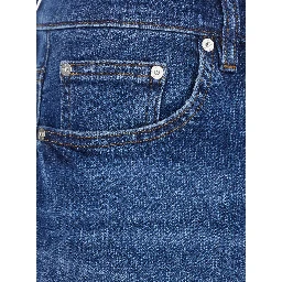Blue Straight Jeans with Belt Loops in Denim for Men