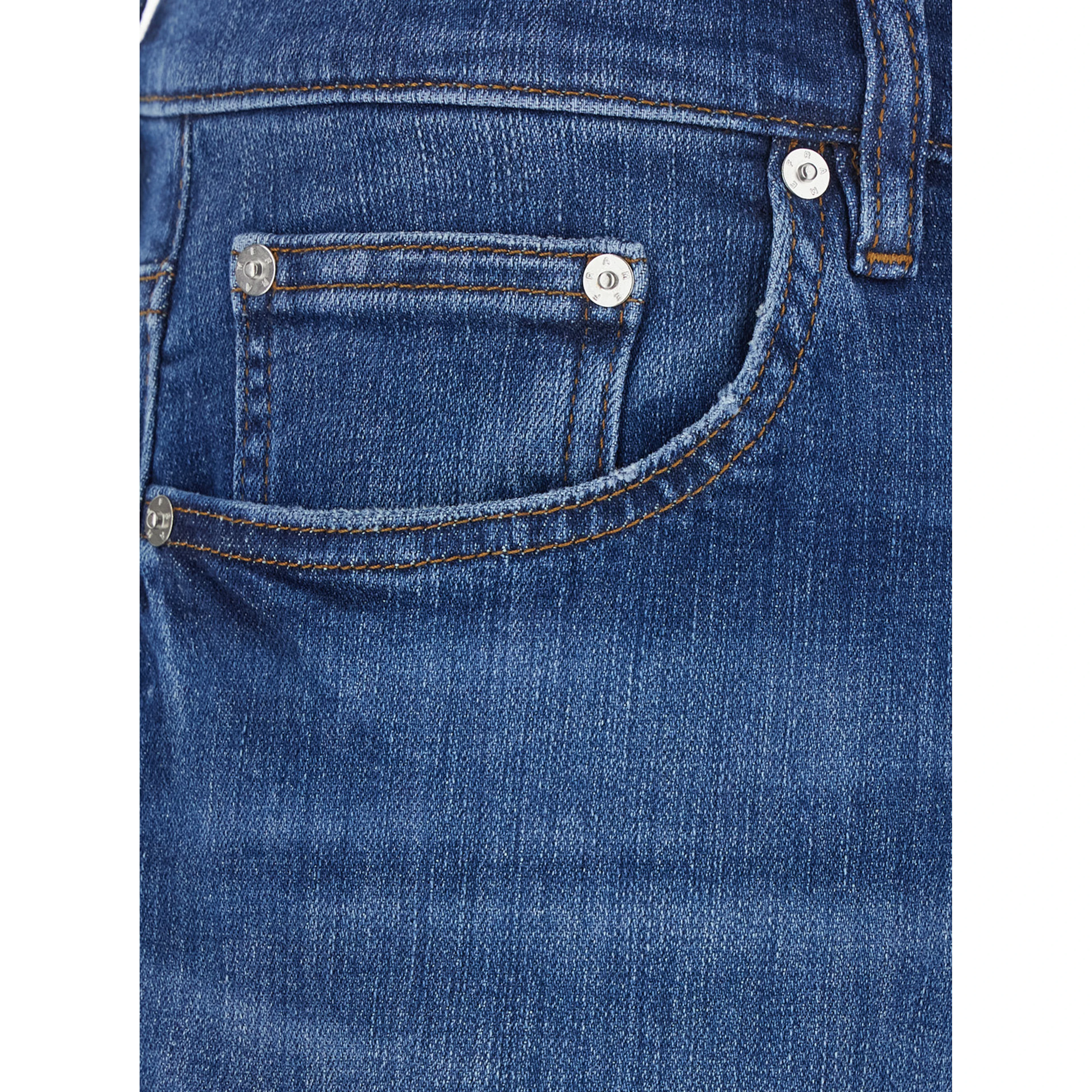 Blue Straight Jeans with Belt Loops in Denim for Men