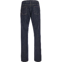 blue Slim Jeans with embroidered logo on the front in denim for Men