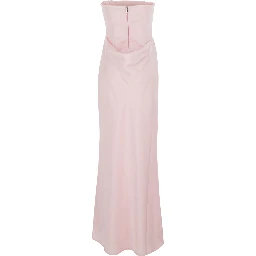 Pink Long sleeveless dress with draping in Tech Fabric for woman