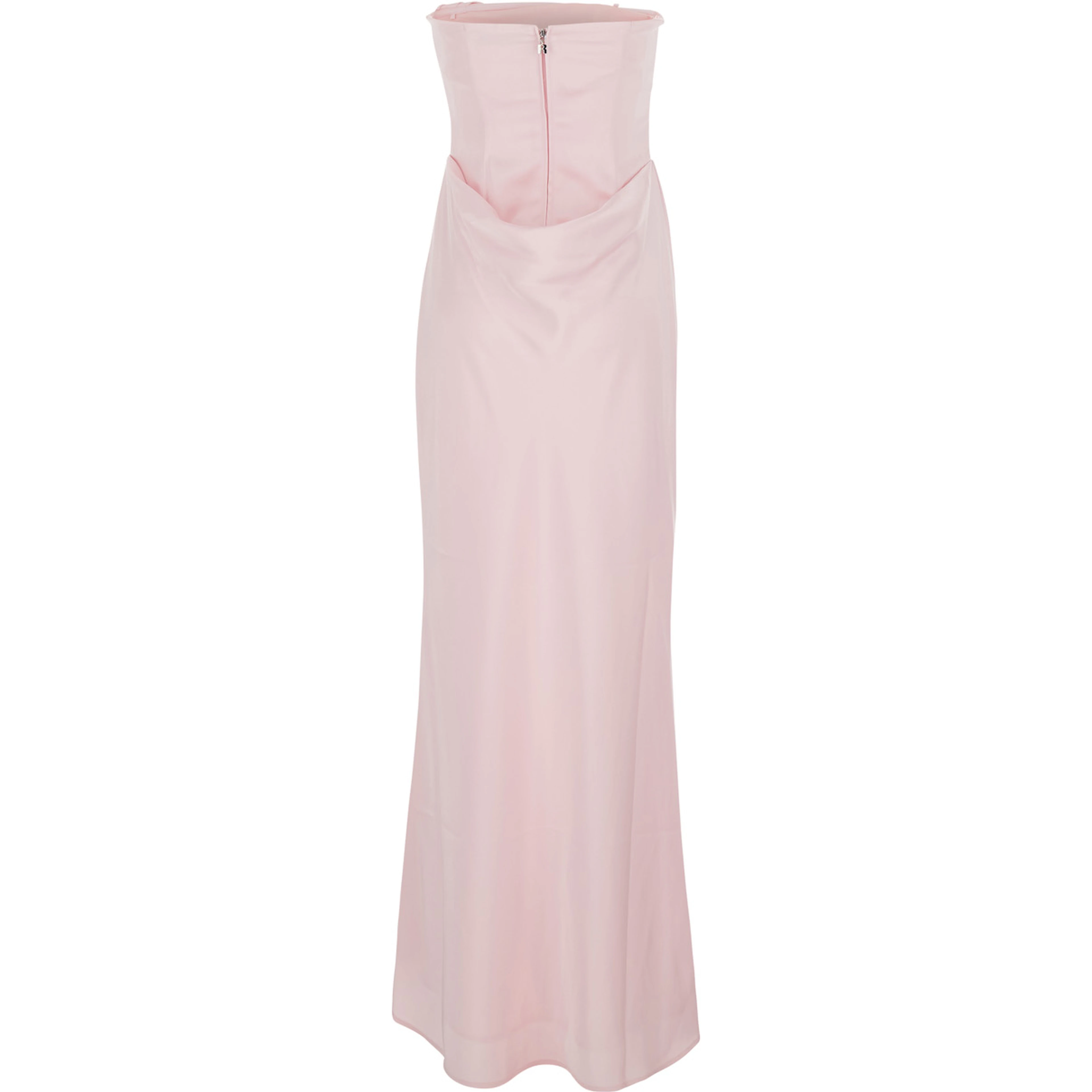 Pink Long sleeveless dress with draping in Tech Fabric for woman