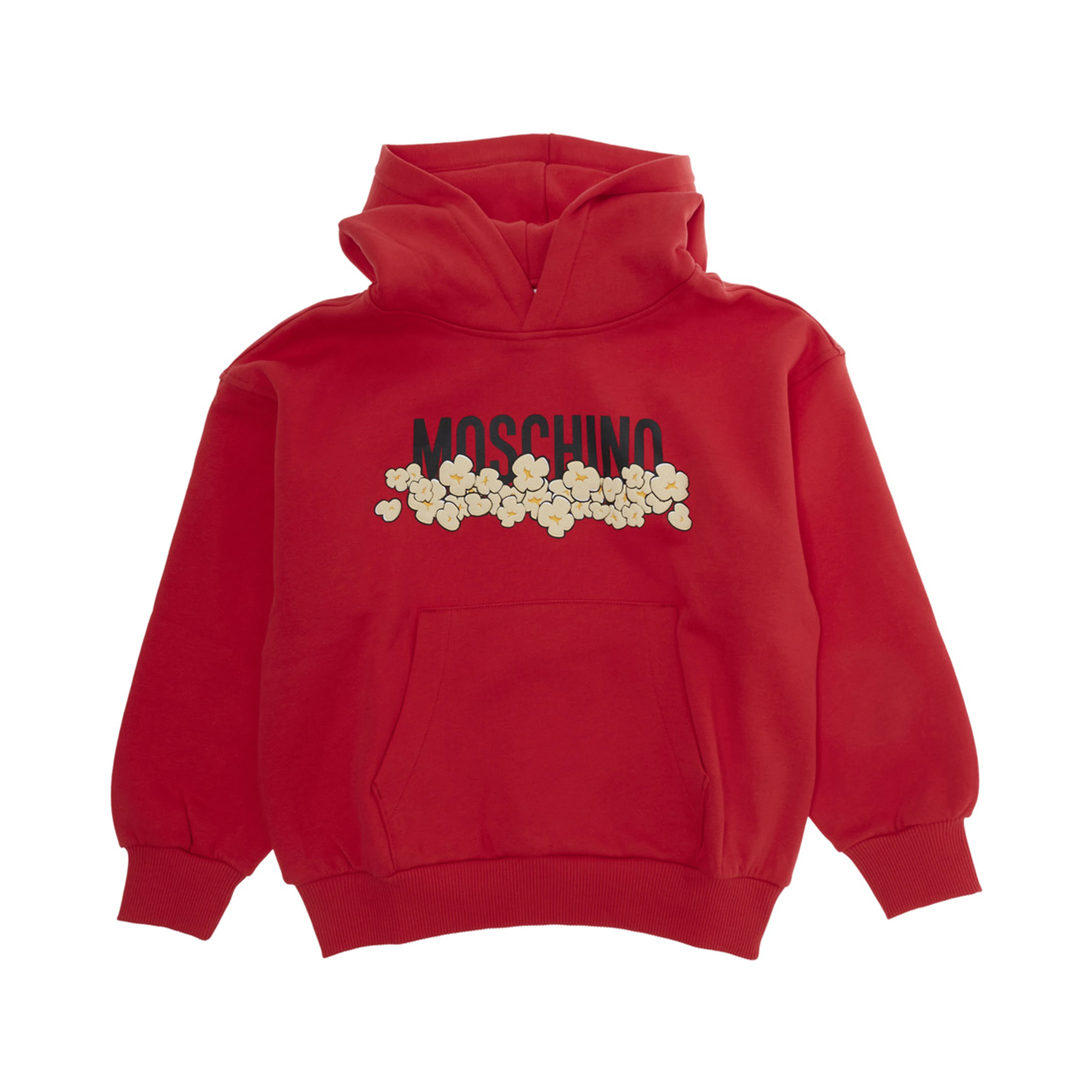 Red hoodie with logo lettering on the front in cotton boy