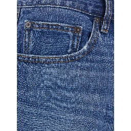 Blue Straight Jeans with Belt Loops in Denim for Men