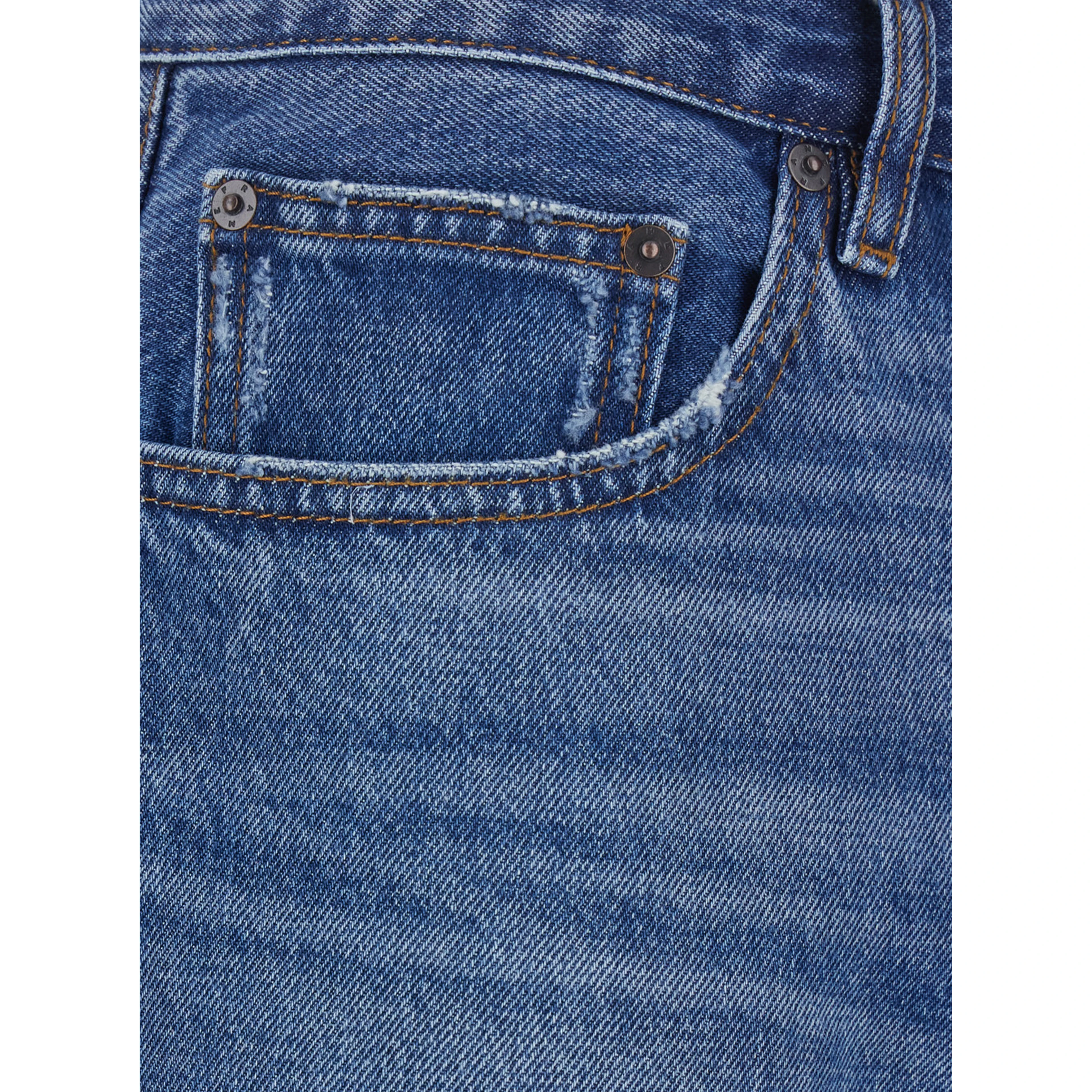 Blue Straight Jeans with Belt Loops in Denim for Men