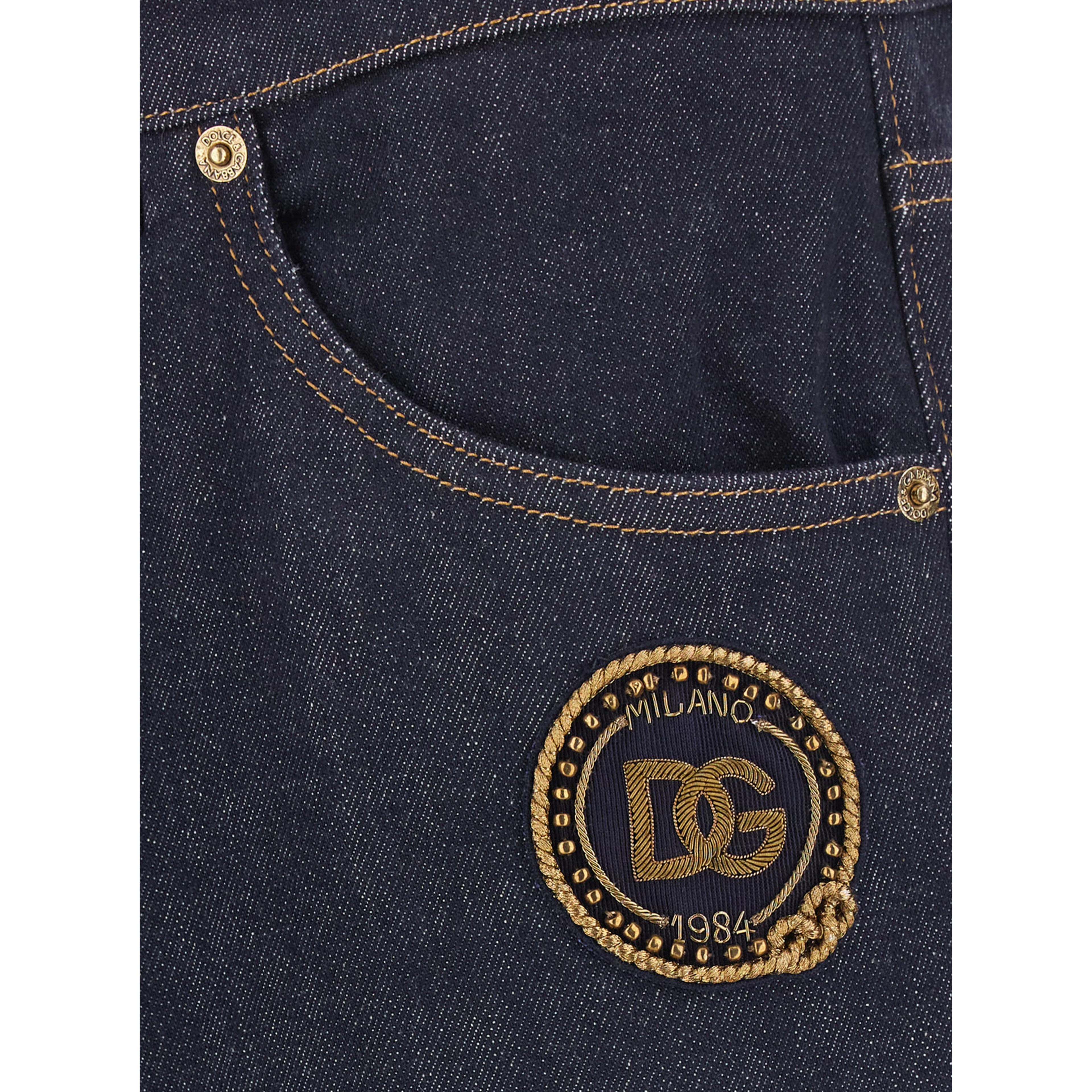 blue Slim Jeans with embroidered logo on the front in denim for Men