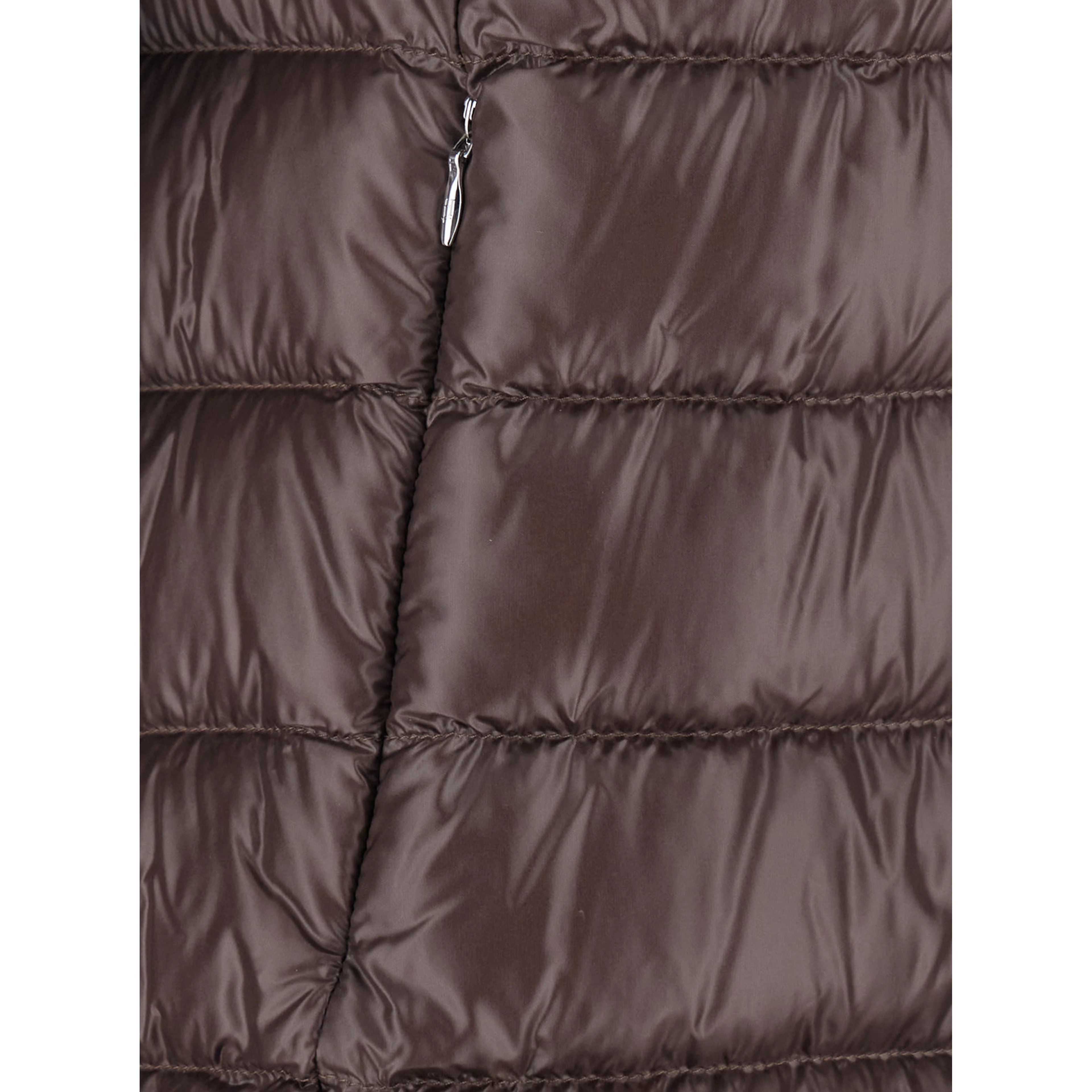 brown Down jacket with fixed hood and zip pockets in Tech Fabric woman