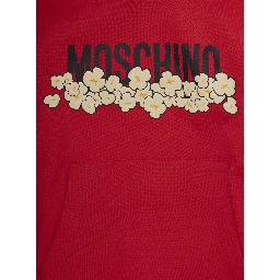 Red hoodie with logo lettering on the front in cotton boy