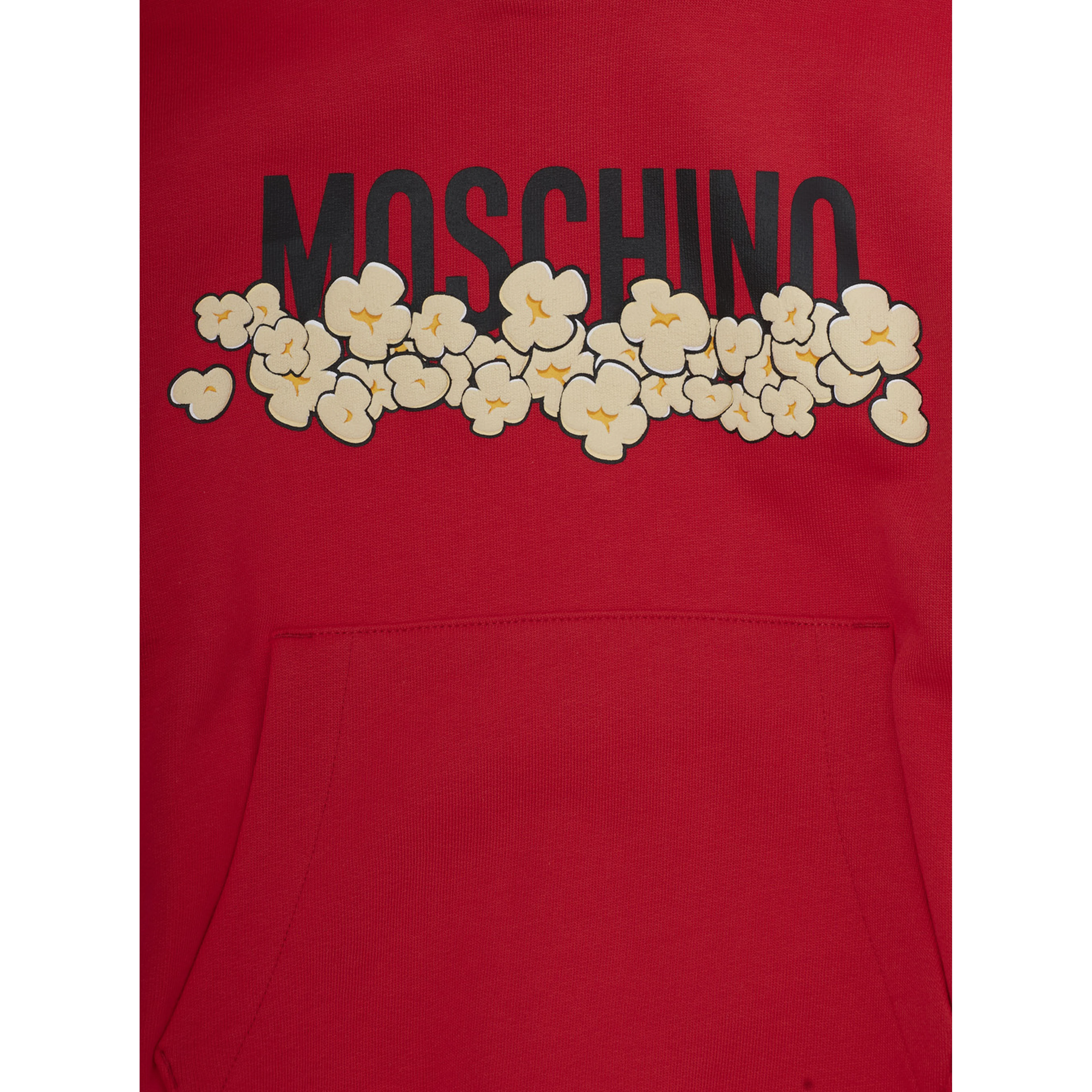 Red hoodie with logo lettering on the front in cotton boy