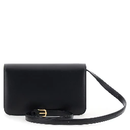 black Crossbody bag with T-lock closure in leather for women
