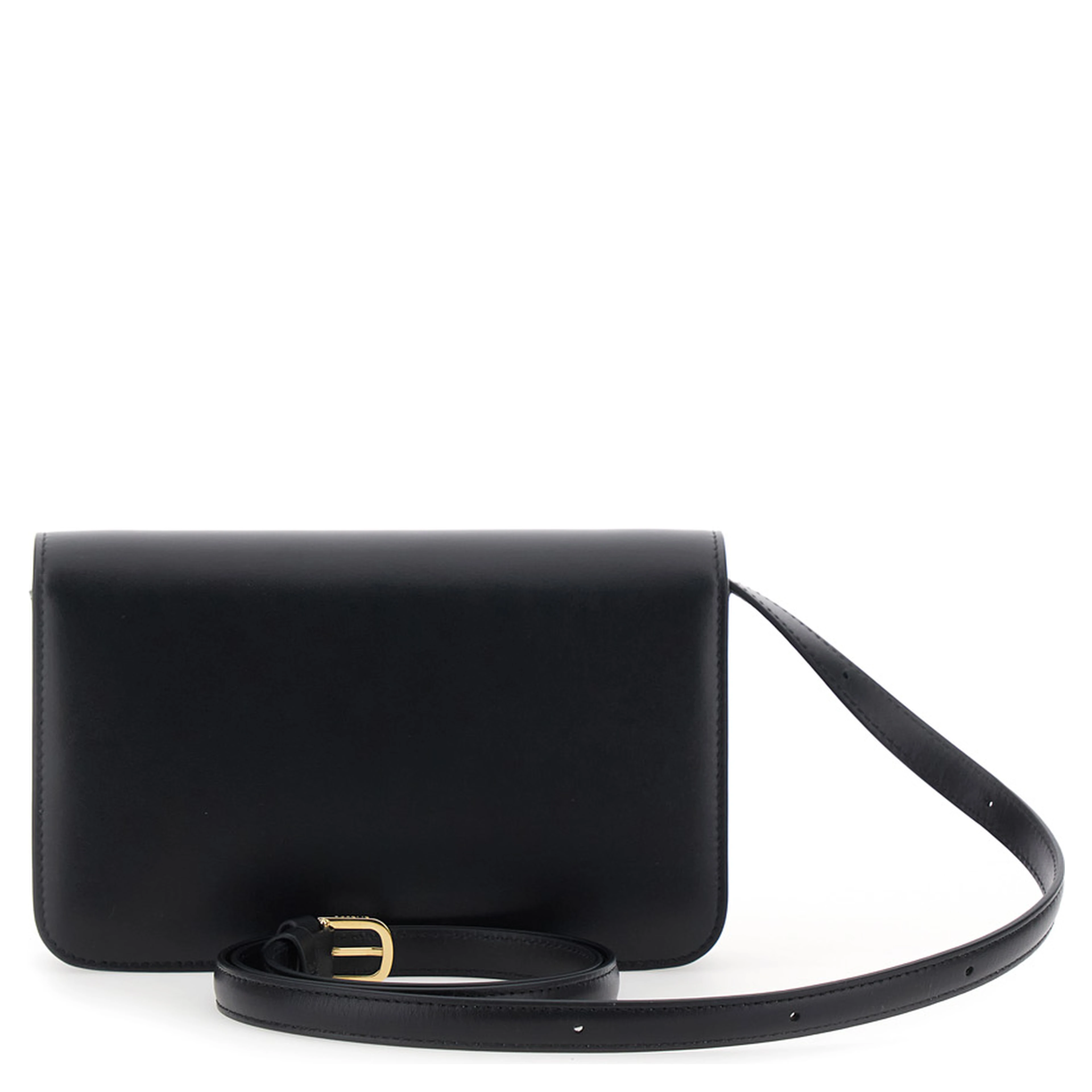 black Crossbody bag with T-lock closure in leather for women
