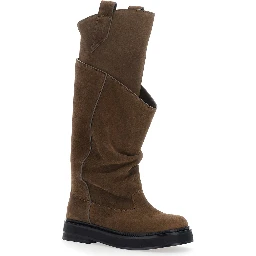 Robin Passeggiata Brown Boots with Round Toe in Suede for Women