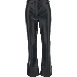 Sublime Black pants with Flared Leg and Hidden Closure on the Front in Ecoleather for Women